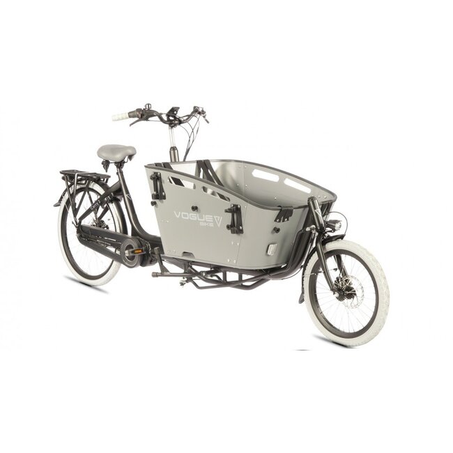 Vogue  Carry 2 Elektrische Bakfiets 8Versnellingen Mat Zwart Grijs