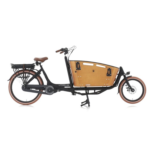 Vogue  Carry 2 Elektrische Bakfiets 8Versnellingen Mat Zwart Bruin Zwart