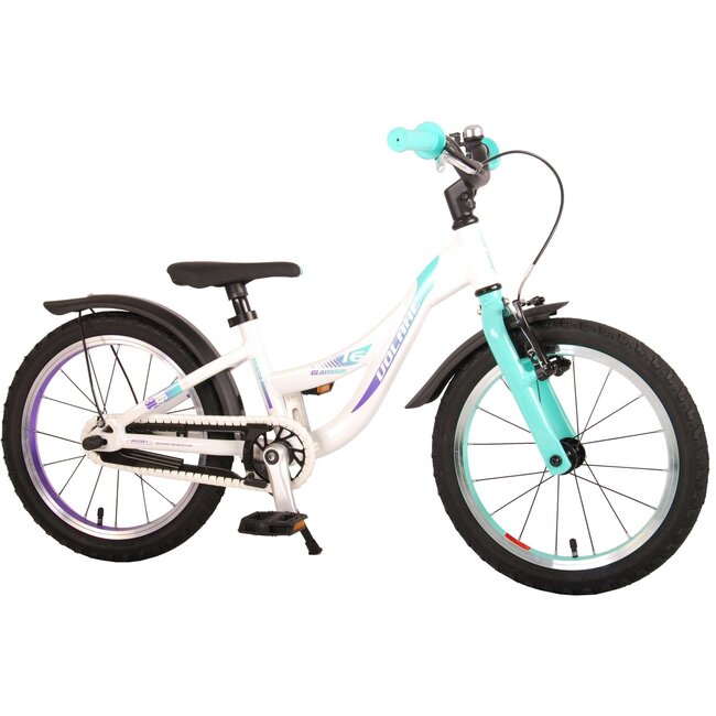 Volare fietsen Glamour meisjesfiets 16 inch wit/mint groen