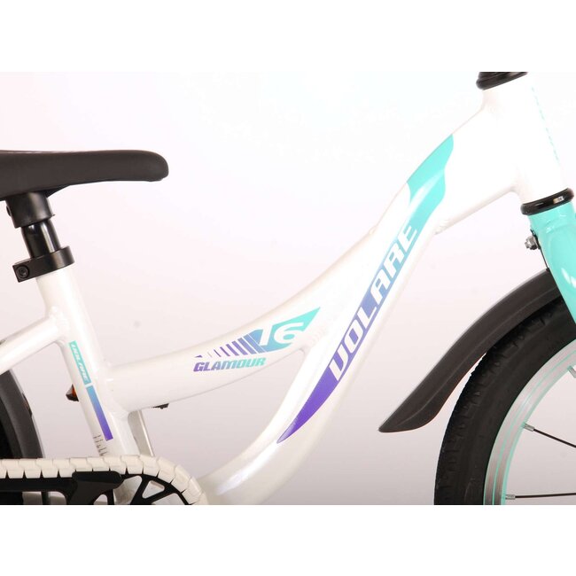 Volare fietsen Glamour meisjesfiets 16 inch wit/mint groen