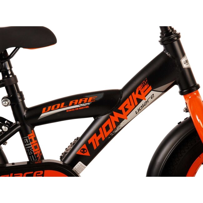 Volare fietsen Thombike jongensfiets 12 inch zwart oranje