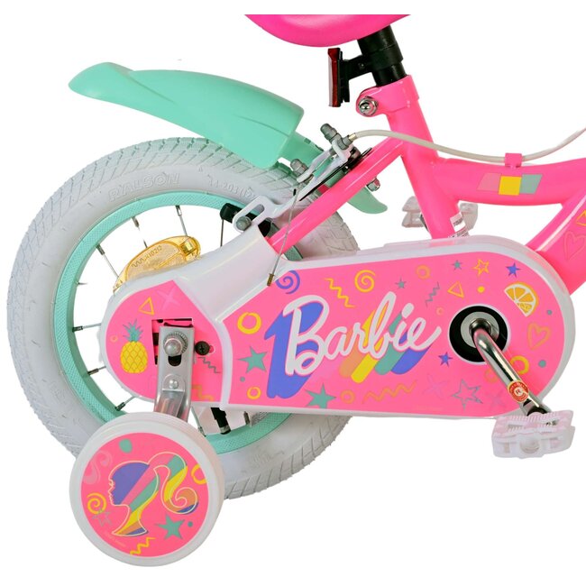 Volare fietsen Barbie Meisjesfiets 12 inch roze Twee Handremmen