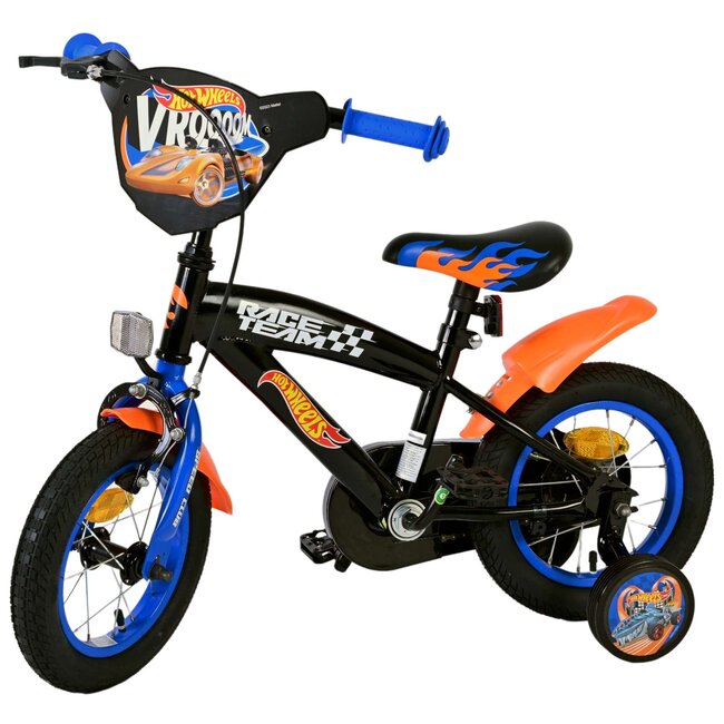 Volare fietsen Hot Wheels Jongensfiets 12 inch zwart oranje blauw