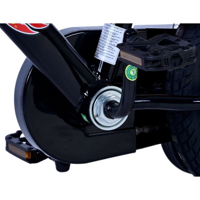 Volare fietsen Hot Wheels Jongensfiets 12 inch zwart oranje blauw Twee handremmen