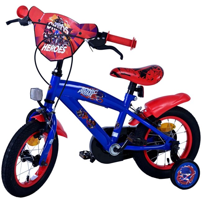 Volare fietsen Sonic Prime jongensfiets 12 inch blauw rood Twee handremmen