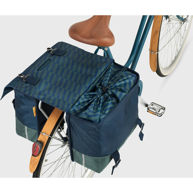 fietstas dubbel 40L recycled blauw groen