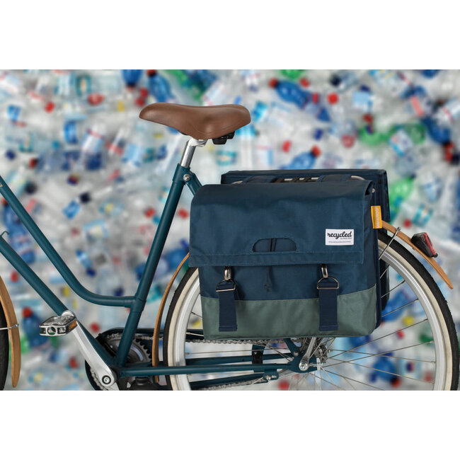 Urban Proof fietstas dubbel 40L recycled blauw groen