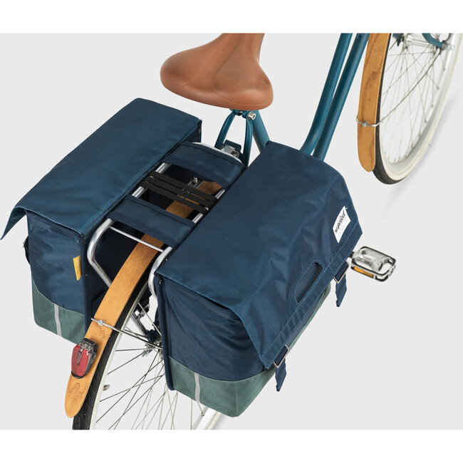 fietstas dubbel 40L recycled blauw groen