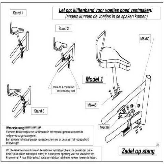 Velo buiszadels zadel op buis D fiets model 1
