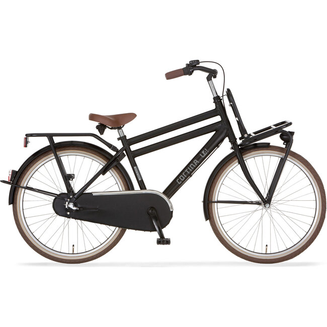 Cortina  U4 Mini Jongens Transportfietss 24 inch Mat Zwart 3Versnellingen