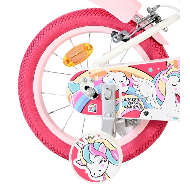 Volare Unicorn meisjesfiets 14 inch Twee Handremmen