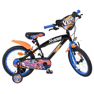 Hot Wheels jongensfiets 16 inch oranje blauw Twee handremmen
