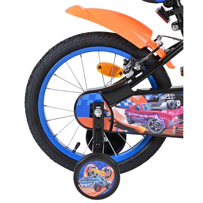 Hot Wheels jongensfiets 16 inch oranje blauw Twee handremmen