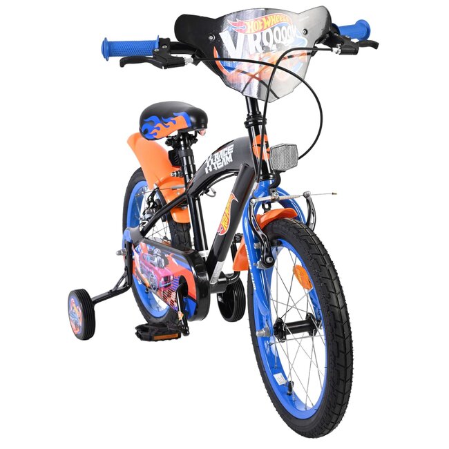 Hot Wheels jongensfiets 16 inch oranje blauw Twee handremmen