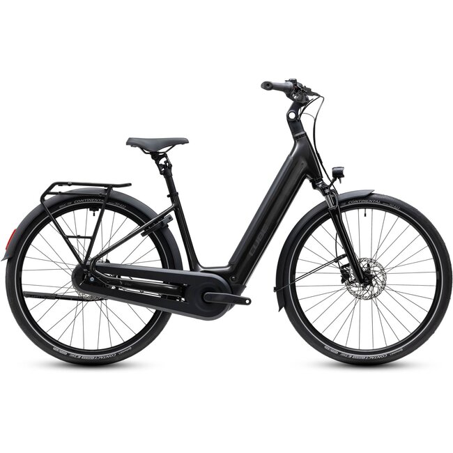Cube Supreme Hybrid Comfort One 600 Gunmetal/Reflex - zijaanzicht met lage instap