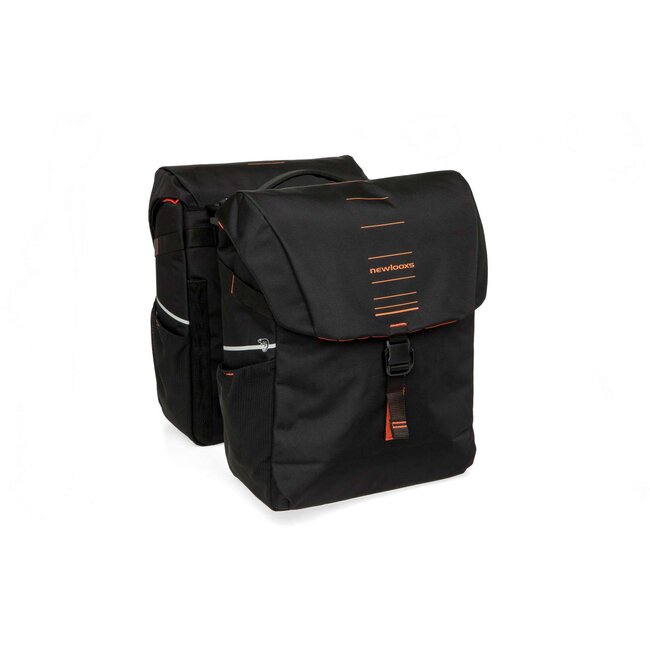 New Looxs Vigo Double fietstas Zwart-oranje / 40 liter / MIK 2.0