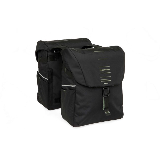 New Looxs Vigo Double fietstas Zwart-groen / 40 liter / Riempjes