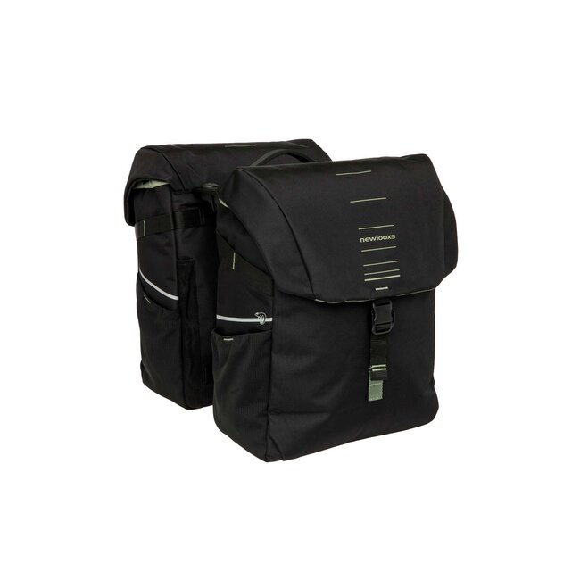 New Looxs Vigo Double fietstas Zwart-groen / 40 liter / Racktime 2.0