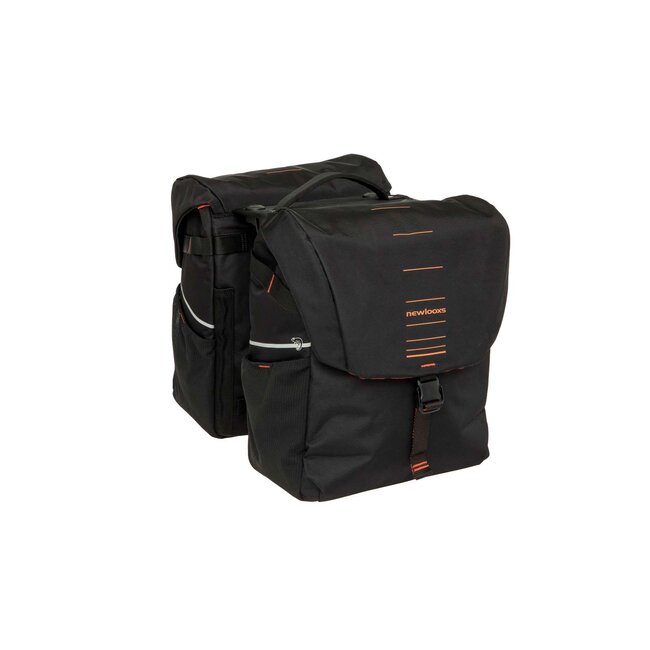 New Looxs Vigo Double fietstas Zwart-oranje / 40 liter / Racktime 2.0