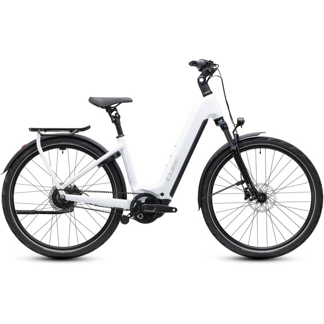Cube Kathmandu HYBRID DELUXE PRO 800 2027 Metallicwhite/Chrome Lage instap - zijaanzicht