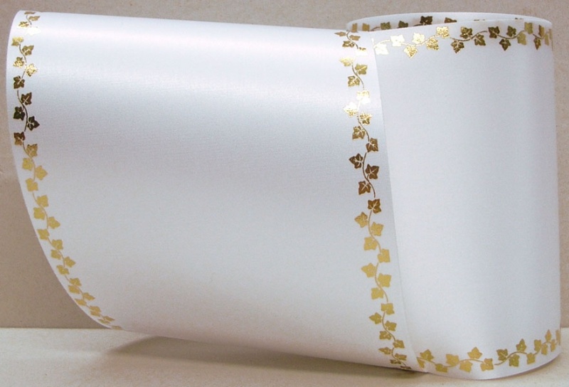 Trauerschleife 125 mm breit mit Gold - Druck und persönlichem  Text