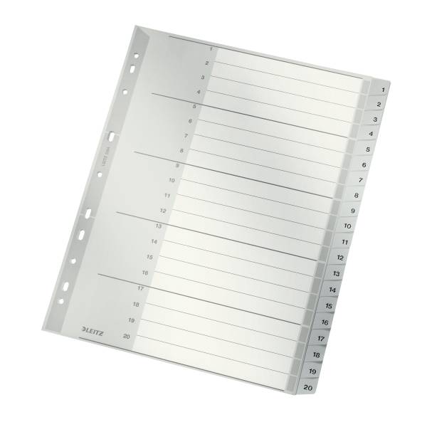 Leitz Plastik-Register Zahlen 1-20, 20 Blatt, DIN A4