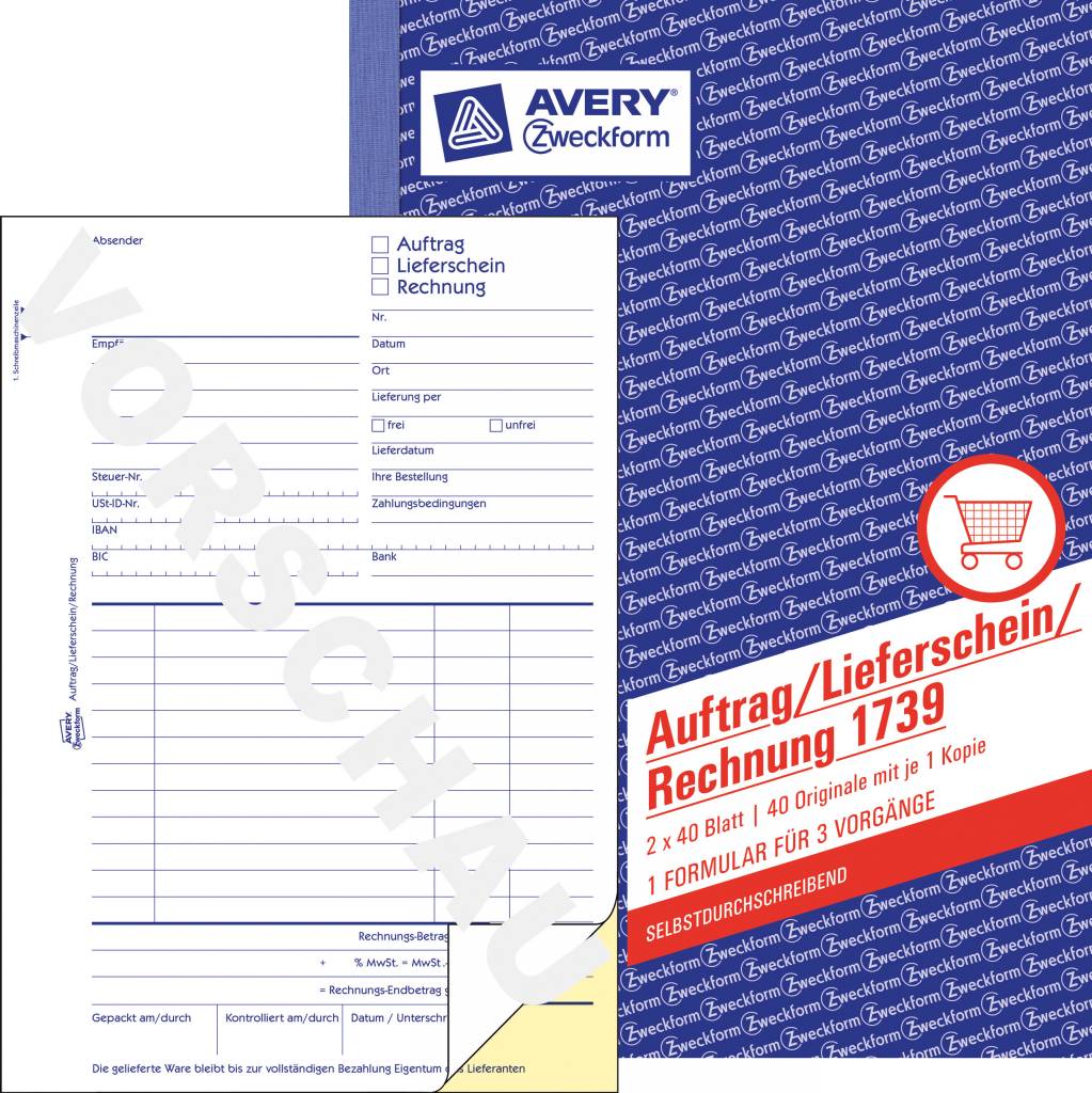 Avery Zweckform Auftrag/Lieferschein/Rechnungsformular DIN A5