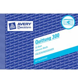 Avery Zweckform Quittung DIN A6 quer 50 Blatt, 1 Durchschlag, 1 Blaupapier, inkl. MwSt.