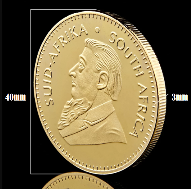 Goudkleurige Krugerrand munt 1967 Fyngoud 1 Oz fine gold met capsule.