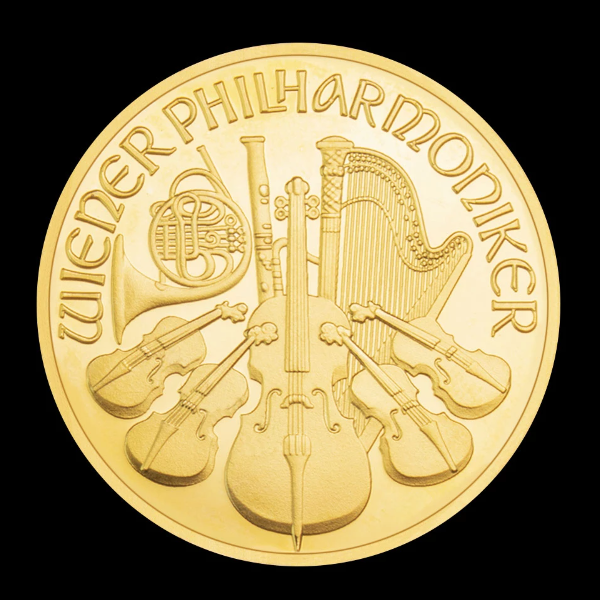 Wiener Philharmoniker 1 Oz Goudkleurig munt met capsule