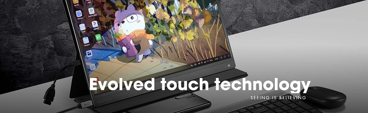 Pepper Jobs XtendTouch XT1610F is a portable touchscreen monitor with a built-in 10800mAh battery. 