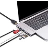 PEPPER JOBS TCH-MBP7 is een dubbele USB-C 3.1 naar USB 3.0-hub met 4K HDMI-output, PD passthrough laadpoort, SD- & TF-kaartlezers, USB-C datapoort en TB3 5K video/data-passthrough mogelijkheden.