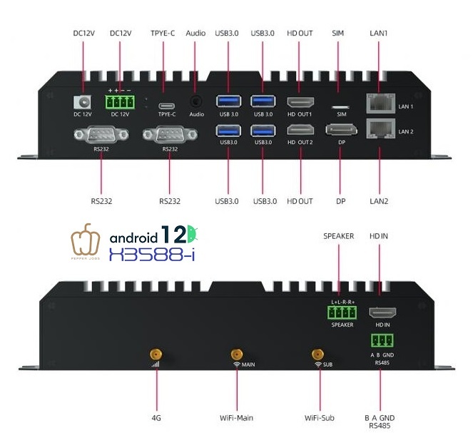 RK3588 Android 12 8K HD Media Player Box RS232 RS485 Industry Player Box