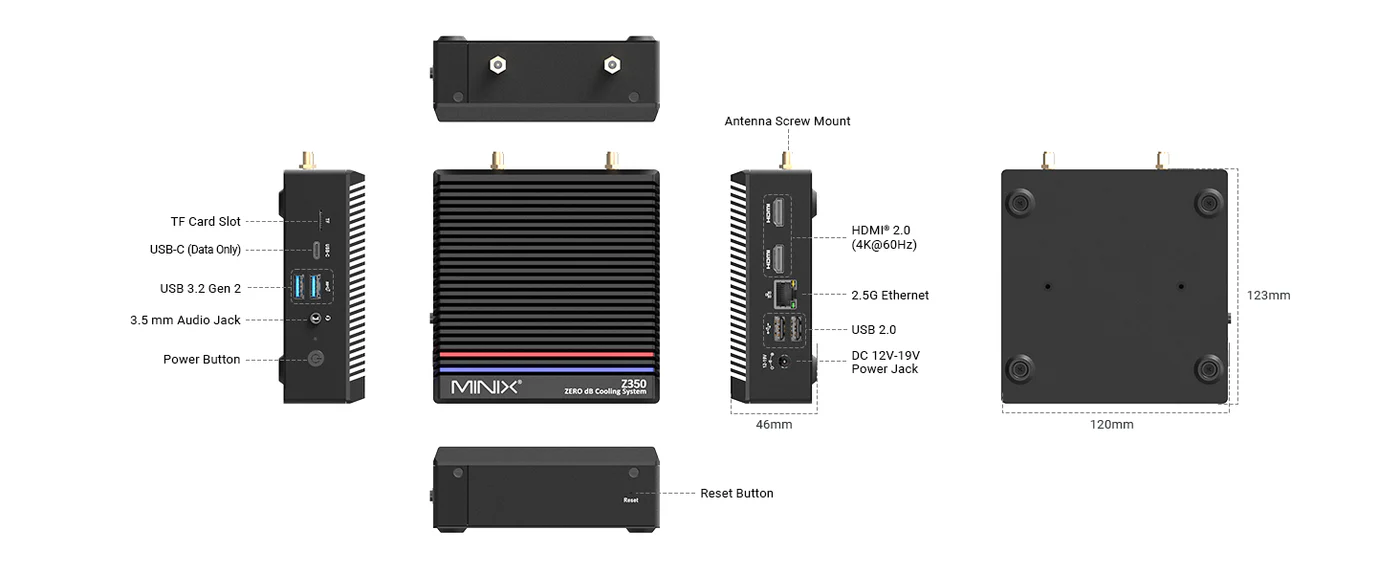 MINIX Z350-0dB Fanless Mini PC