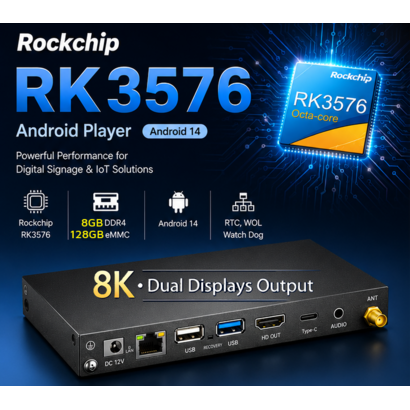 Smart Import Solutions X3576-i  RK3576 Android 14. 8GB/128GB kiosk / digital signage player
