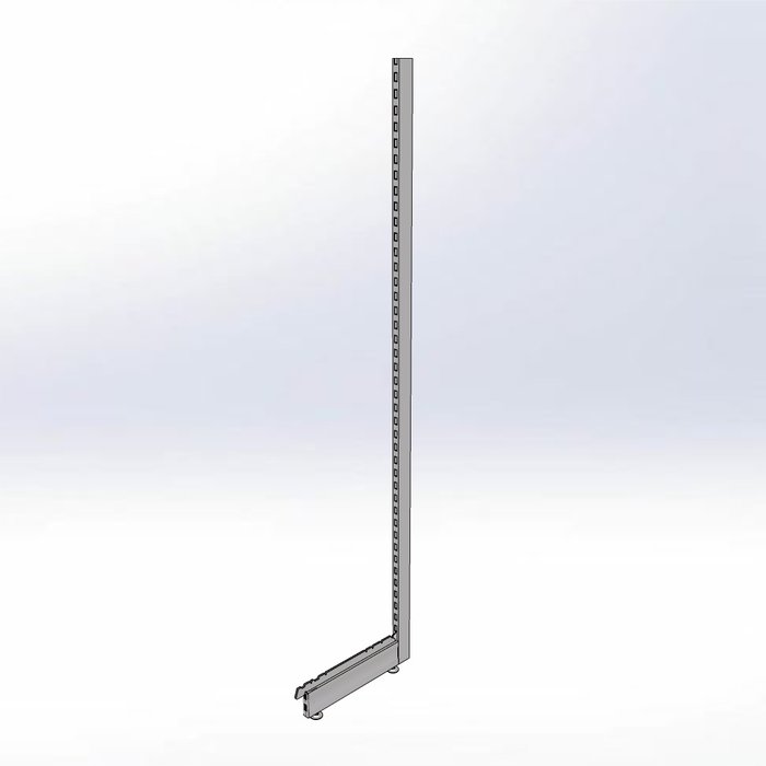 Eindstaander 6 x 3 cm,  lengte 221 cm, koker met tweezijdige H-perforatie en voet 47 cm