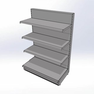 Kopstelling gondola met 4 schappen, 100 cm breed, 141 cm hoog