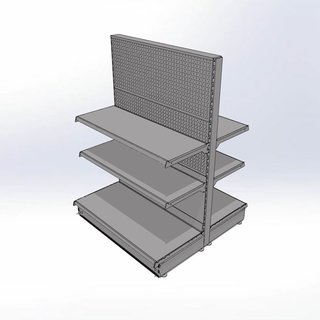 Gondola perforatie rugwand en 6 schappen,  100 cm breed, 141 cm hoog