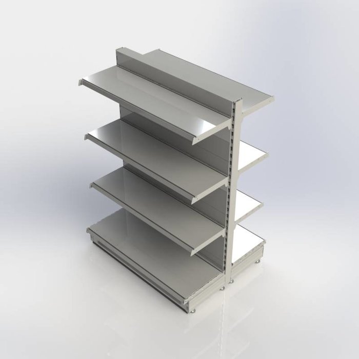 Gondola winkelstelling middenunit met 8 schappen, 100 cm breed, 141 cm hoog