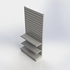 Wandstelling slatwall en 3 schappen, 100 cm breed, 221 cm hoog