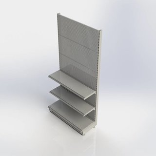 Wandstelling perforatie rugwand en 3 schappen, 100 cm breed, 221 cm hoog