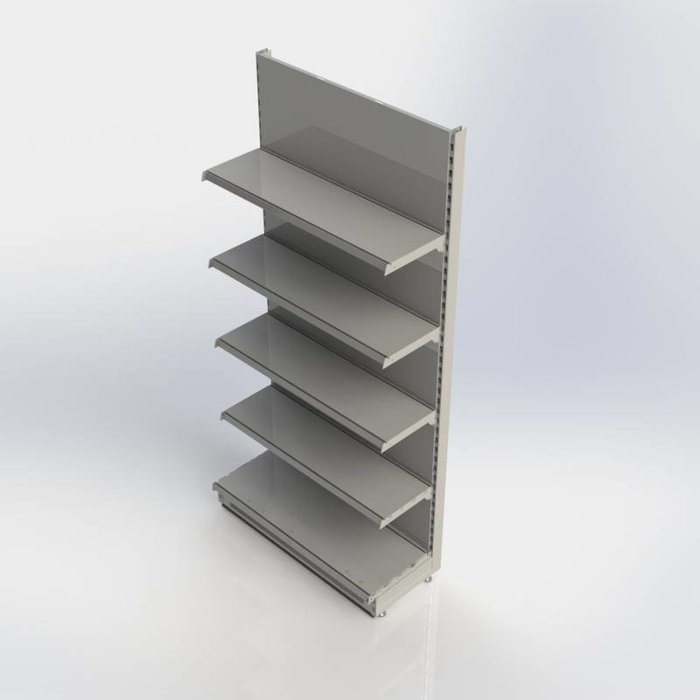 Wandstelling wandrek met 5 schappen, 100 cm breed, 221 cm hoog