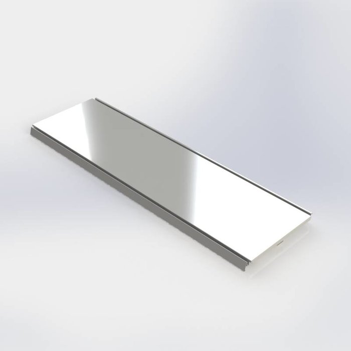 Legbord metaal 66.5, 100 of 125 cm, schap met aan de voorzijde en achterzijde een groef