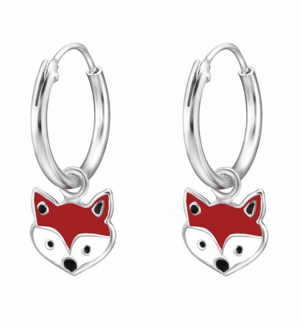 KAYA sieraden Silver children’s earrings ‘Red Fox’ Hoops