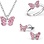 KAYA sieraden Silver set 'Pink Butterfly' with necklace, ring and earrings
