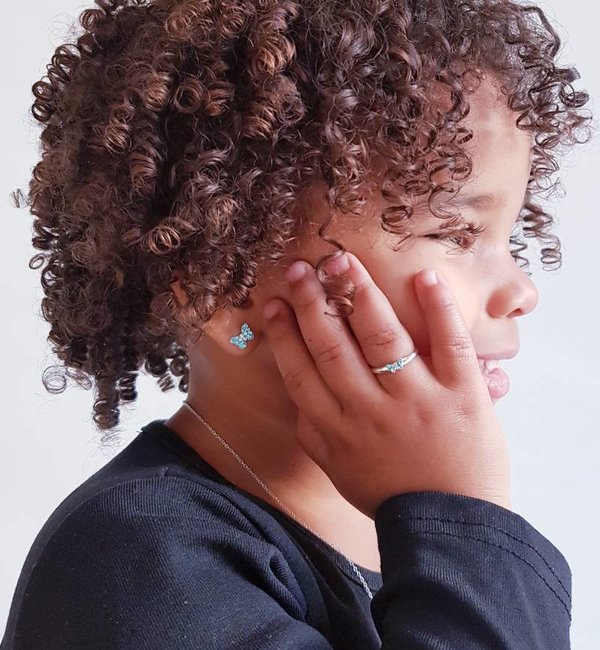 KAYA sieraden Silver children's ring 'Blue Butterfly'