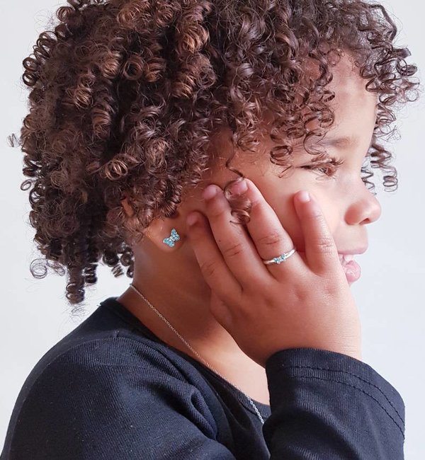 KAYA sieraden Zilveren kinderoorbellen ‘Blue Butterfly'