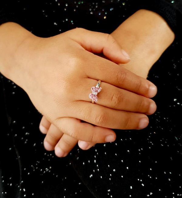 KAYA sieraden Silver children's ring 'Pink Butterfly'
