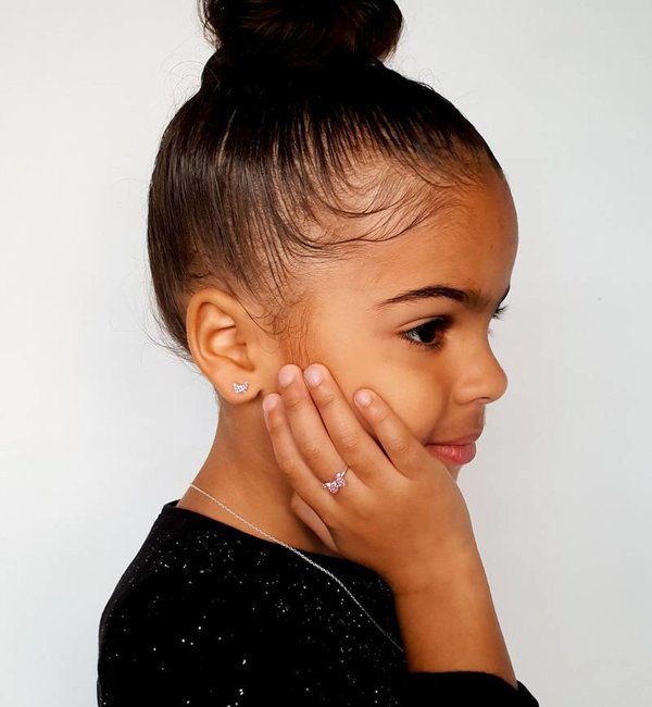 KAYA sieraden Silver children's earrings 'Pink Butterfly'