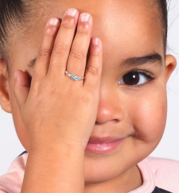 KAYA sieraden Silver children's ring 'Blue Butterfly'